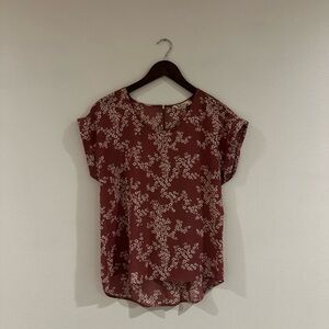 Hippie Rose Dusty Rose Floral Cap-Sleeve Blouse